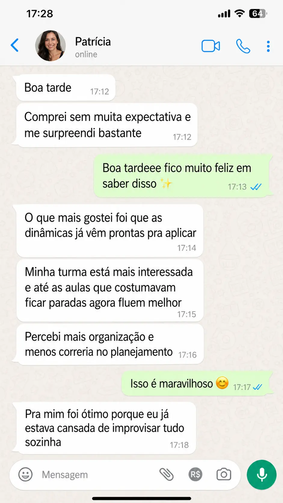 Depoimento no WhatsApp