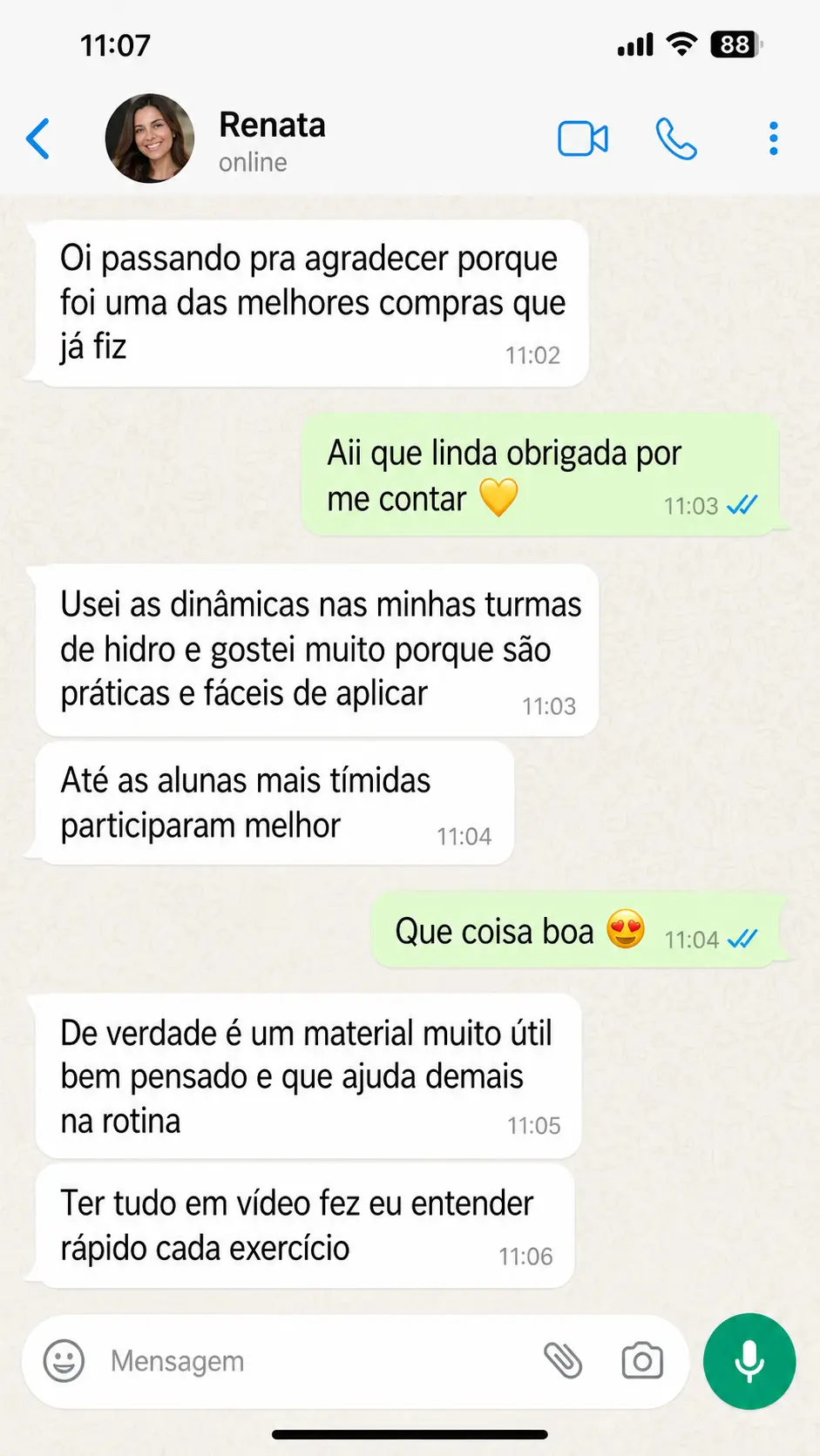 Depoimento no WhatsApp